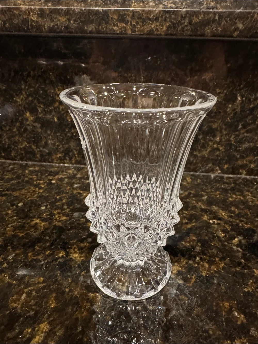 Clear Glass Decorative Vase - Classic Fluted Design - Cristal d’Arques France